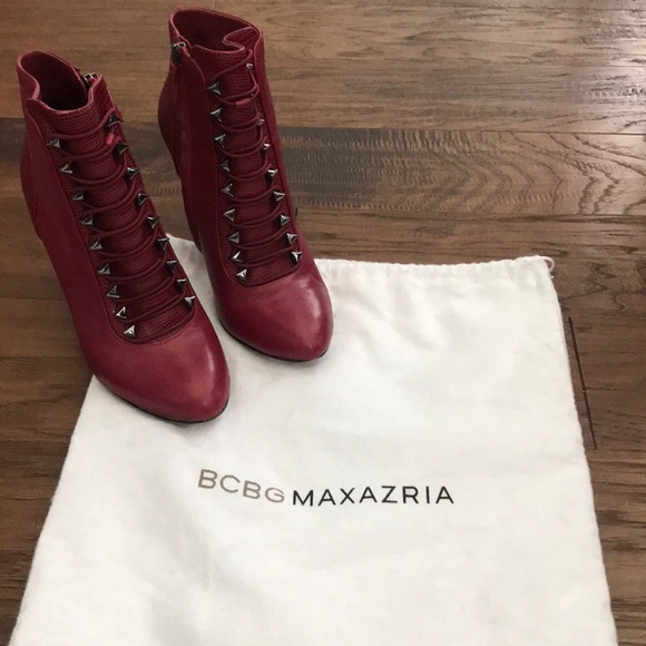 BGBG Maxazria Leather Red Booties - Picture 2 of 8